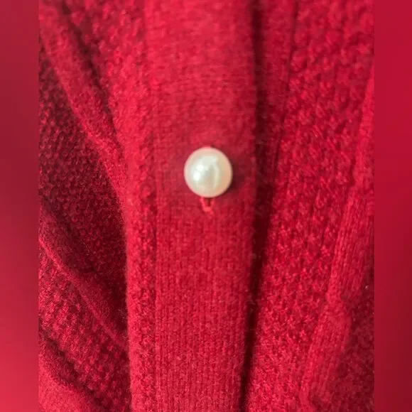 RanRui Cashmere Wool Wrap Buttoned Sweater Shawl Deep Red Maroon Women’s OS - Picture 2 of 8